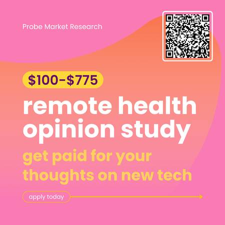 EXTRA MONEY - $100-$775 for HEALTH Technology Opinion Study - ONLINE